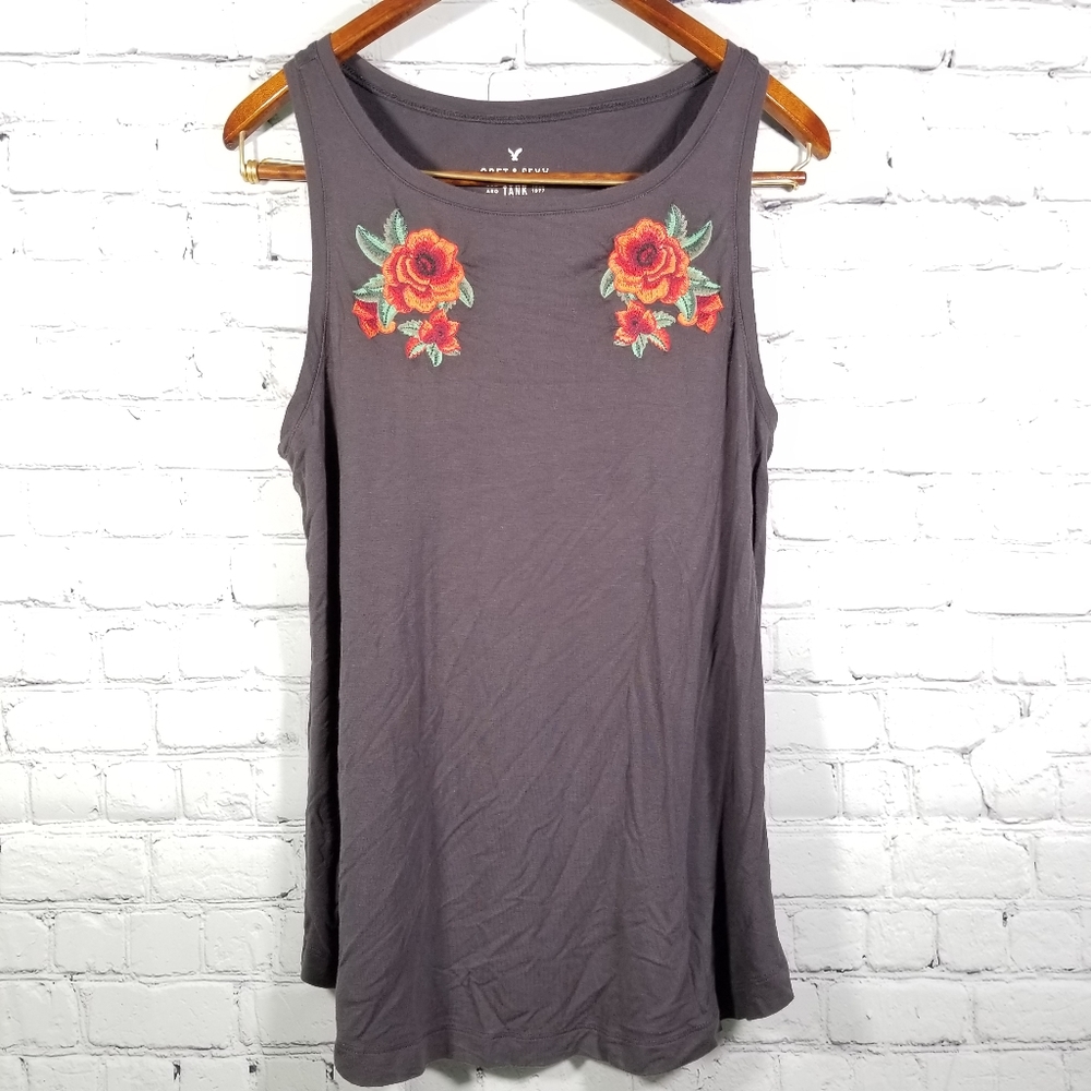 AEO Soft & Sexy Tank Embroidered Floral Flowers